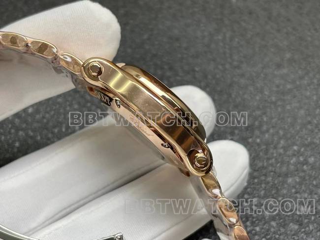 超级克隆手表YF厂萧邦HAPPY SPORT玫瑰金盘2892机械侧面实拍图