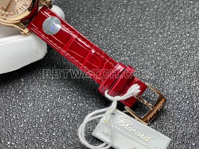 最佳复刻手表YF厂萧邦HAPPY SPORT玫瑰金盘2892机械表带实拍图