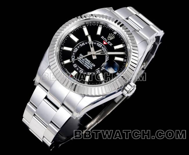 1:1复刻手表AR+厂纵航者劳力士黑盘机械钢表带正面实拍图