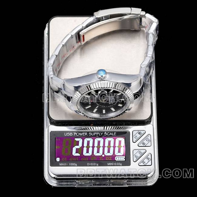 1:1复刻手表AR+厂纵航者劳力士黑盘机械钢表带重量实拍图