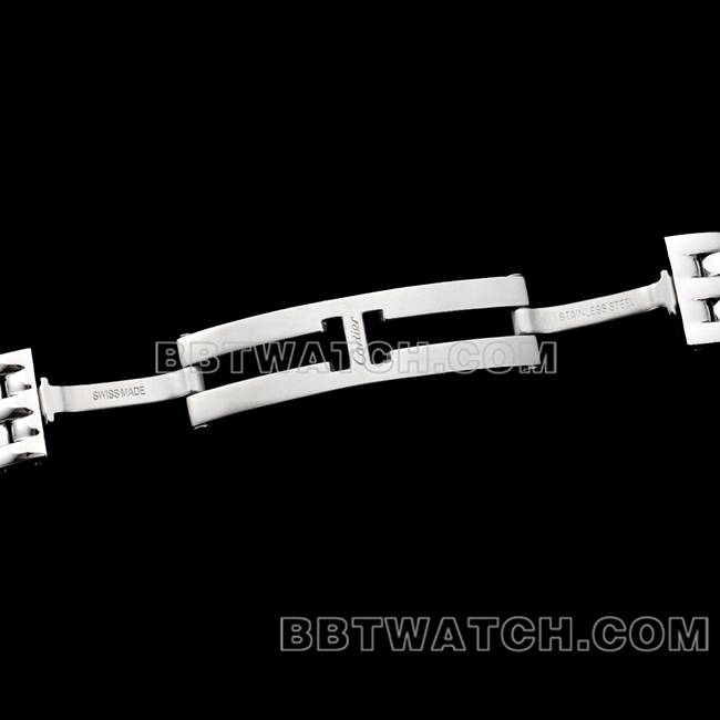 最优复刻手表猎豹BBa厂卡地亚白盘钻圈钢带石英表扣实拍图