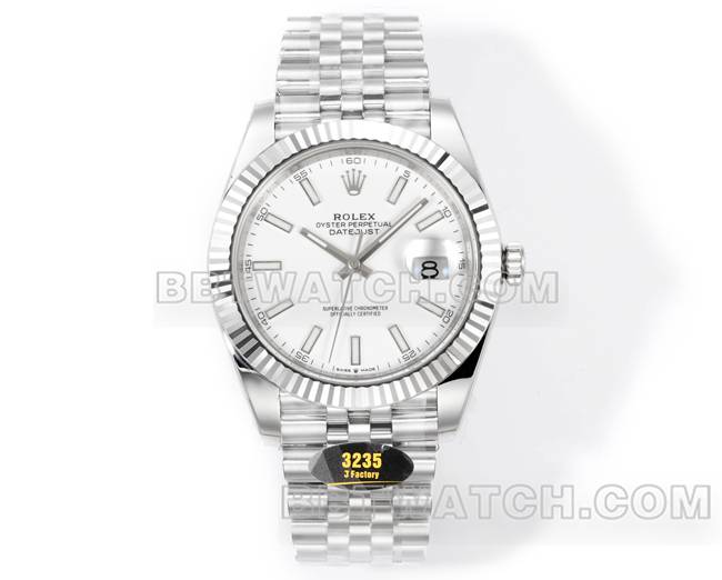 顶级复刻手表JF厂劳力士日志白盘3235机械41毫米正面实拍图