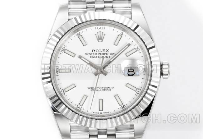 顶级复刻手表JF厂劳力士日志白盘3235机械41毫米正面实拍图