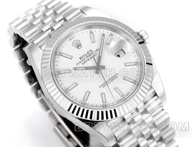 顶级复刻手表JF厂劳力士日志白盘3235机械41毫米正面实拍图