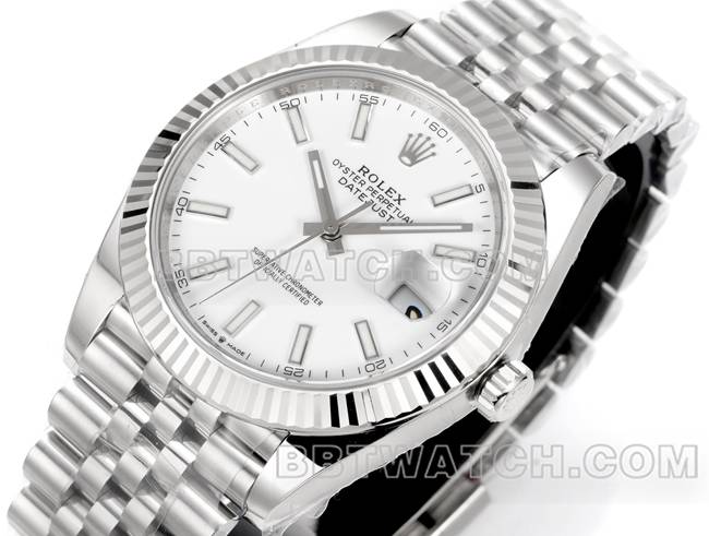 顶级复刻手表JF厂劳力士日志白盘3235机械41毫米正面实拍图