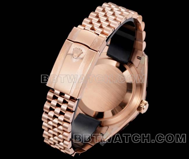 超级克隆手表AR+厂纵航者劳力士白盘机械玫瑰金钢表带实拍图