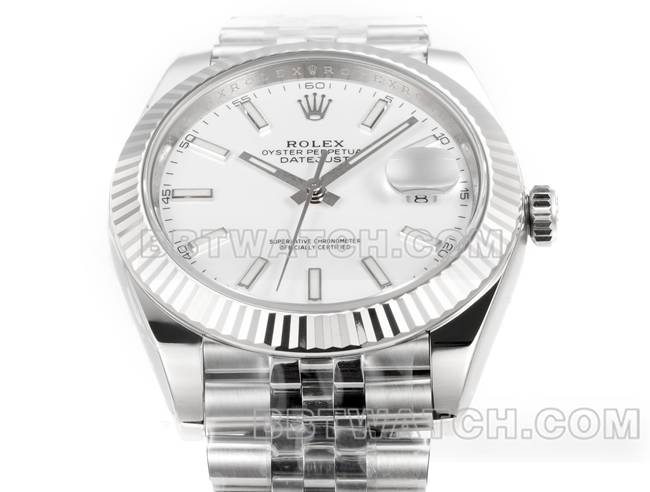 顶级复刻手表JF厂劳力士日志白盘3235机械41毫米正面实拍图