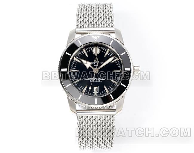 BLS厂顶级复刻手表超级海洋文化百年灵黑盘钢表带正面实拍图