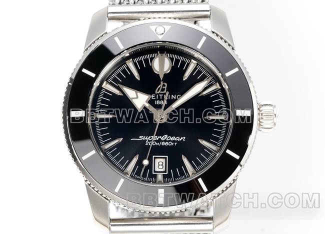 BLS厂顶级复刻手表超级海洋文化百年灵黑盘钢表带正面实拍图