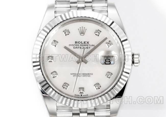 最优复刻手表JF厂劳力士日志贝母盘3235机械41毫米正面实拍图