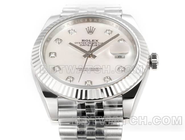 最优复刻手表JF厂劳力士日志贝母盘3235机械41毫米正面实拍图