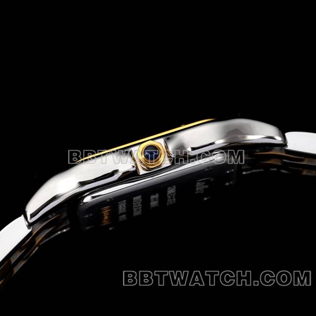 超级克隆手表猎豹BBa厂卡地亚白盘间黄金钢带石英侧面实拍图