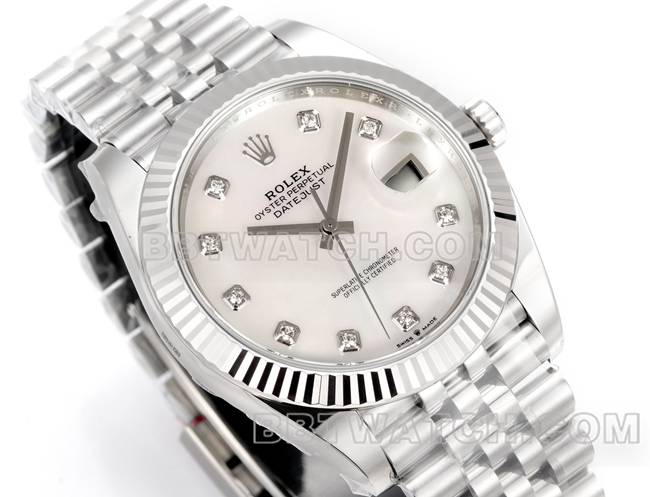 最优复刻手表JF厂劳力士日志贝母盘3235机械41毫米正面实拍图