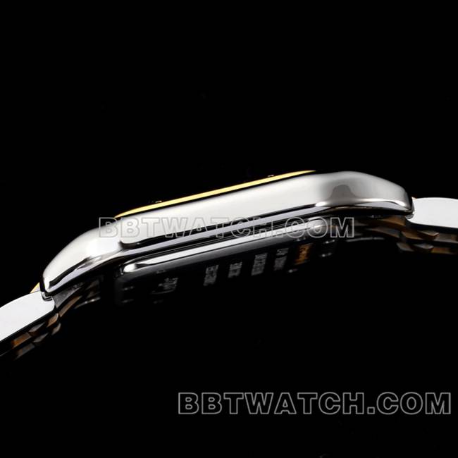 超级克隆手表猎豹BBa厂卡地亚白盘间黄金钢带石英侧面实拍图