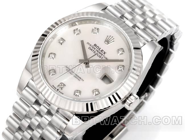 最优复刻手表JF厂劳力士日志贝母盘3235机械41毫米正面实拍图