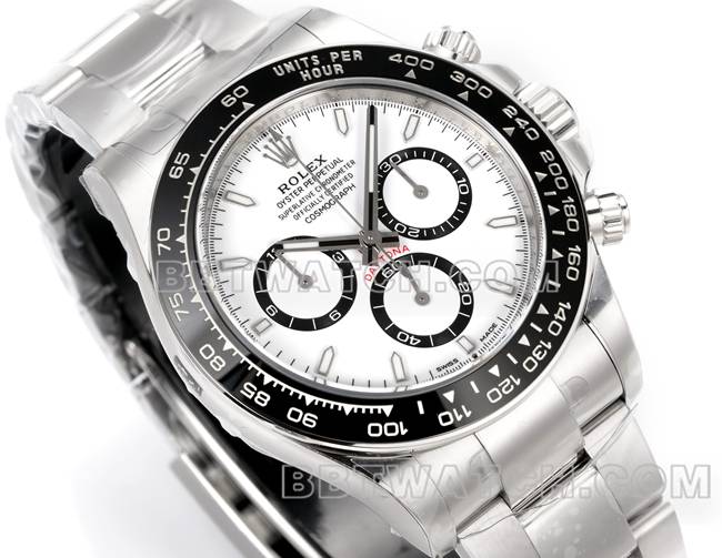 1:1复刻手表JF厂劳力士迪通拿白盘4131机械40毫米正面实拍图