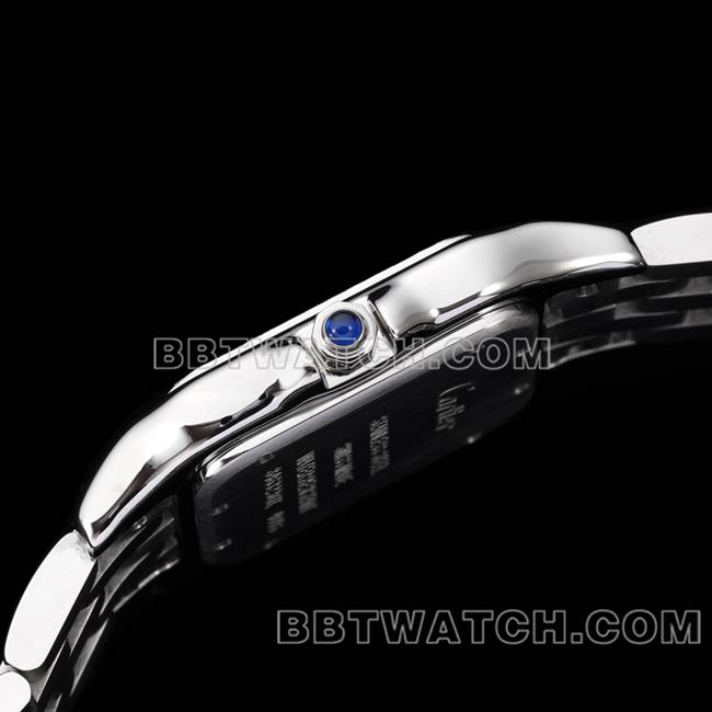顶级复刻手表BBa厂猎豹卡地亚蓝盘钻圈钢带石英侧面实拍图