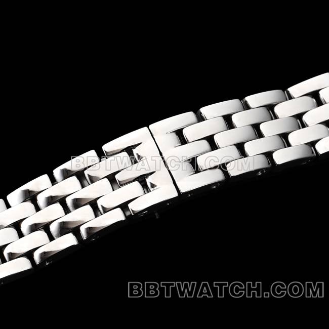 最优复刻手表BBa厂猎豹卡地亚黑盘钢带石英表带实拍图