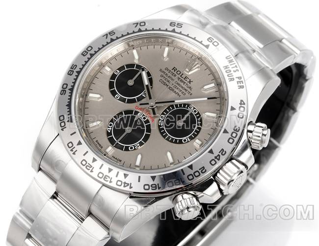 顶级复刻手表JF厂迪通拿劳力士灰盘4131机械40毫米正面实拍图