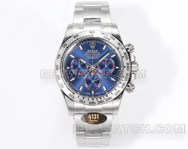 最优复刻手表JF厂迪通拿劳力士蓝盘4131机械40毫米正面实拍图