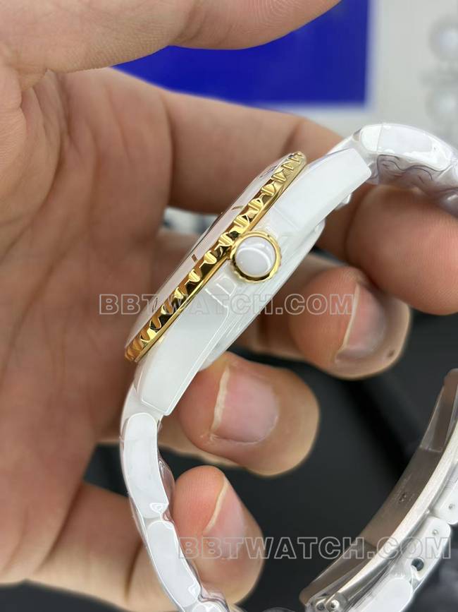 1:1复刻手表香奈儿BV厂白盘38mm机械侧面实拍图