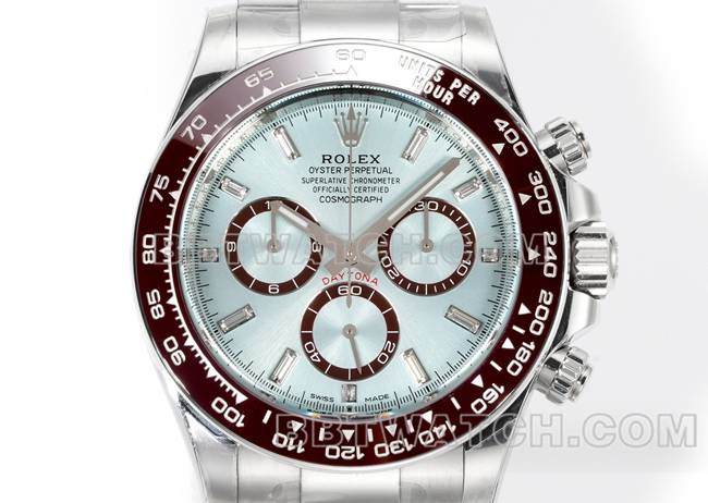 1:1复刻手表JF厂迪通拿劳力士冰蓝盘4131机械40毫米正面实拍图