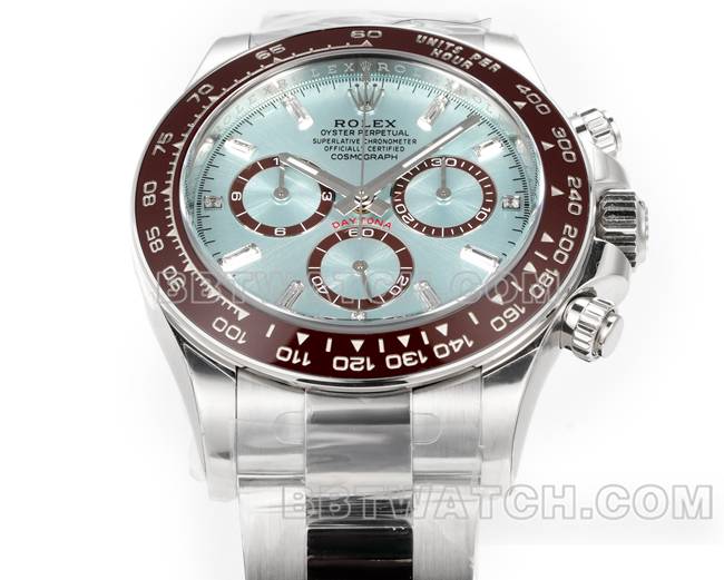 1:1复刻手表JF厂迪通拿劳力士冰蓝盘4131机械40毫米正面实拍图