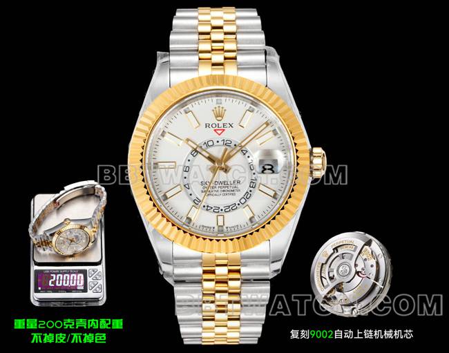 1:1复刻手表劳力士AR+厂纵航者白盘机械间金正面实拍图