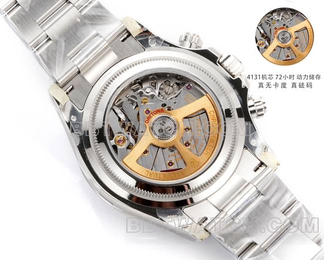 1:1复刻手表JF厂迪通拿劳力士冰蓝盘4131机械40毫米背面实拍图