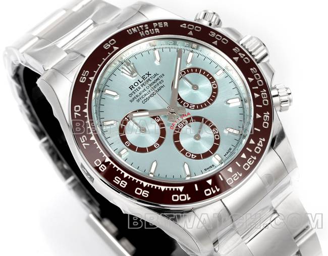 超级克隆手表JF厂迪通拿劳力士冰蓝盘4131机械40毫米正面实拍图