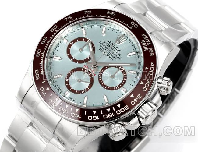 超级克隆手表JF厂迪通拿劳力士冰蓝盘4131机械40毫米正面实拍图