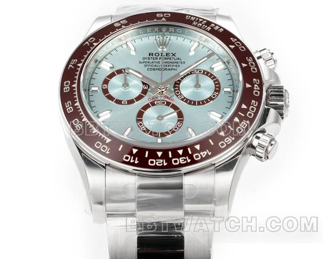 超级克隆手表JF厂迪通拿劳力士冰蓝盘4131机械40毫米正面实拍图