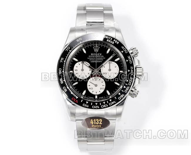 最佳复刻手表JF厂迪通拿劳力士黑盘4132机械40毫米正面实拍图