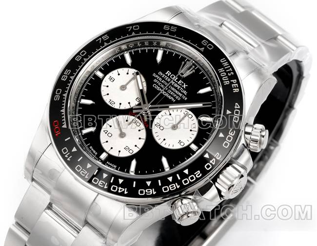 最佳复刻手表JF厂迪通拿劳力士黑盘4132机械40毫米正面实拍图