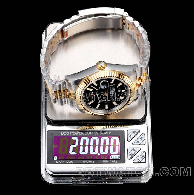 最佳复刻手表劳力士AR+厂纵航者黑盘机械间金重量实拍图