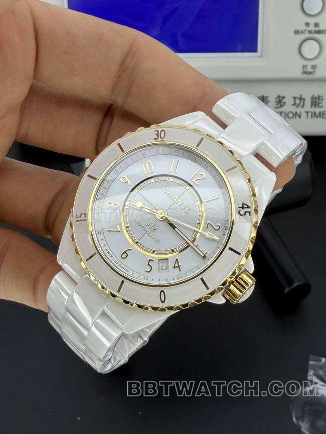 1:1复刻手表香奈儿BV厂白盘38mm机械正面实拍图