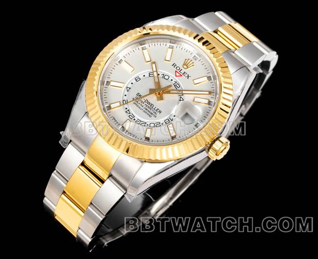 顶级复刻手表纵航者AR+厂劳力士白盘机械间金钢表带正面实拍图