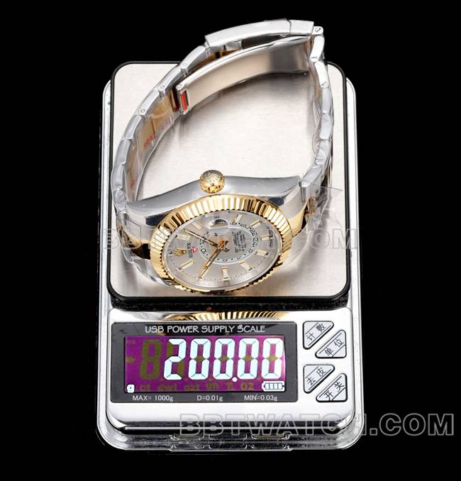 顶级复刻手表纵航者AR+厂劳力士白盘机械间金钢表带重量实拍图