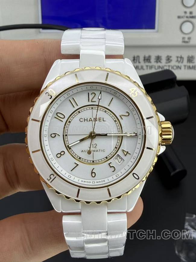 1:1复刻手表香奈儿BV厂白盘38mm机械正面实拍图