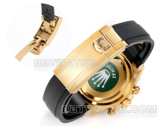 1:1复刻手表迪通拿JF厂劳力士白盘黄金4131机械橡胶表带表带实拍图