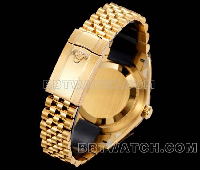 超级克隆手表纵航者AR+厂劳力士白盘机械黄金表带实拍图