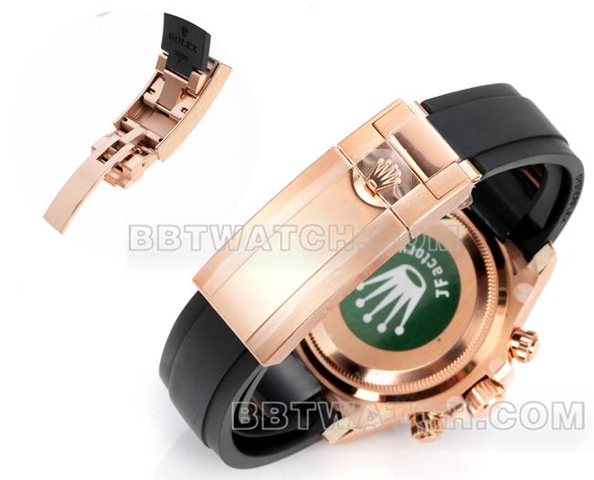 超级克隆手表迪通拿JF厂劳力士玫瑰金盘玫瑰金壳4131机械表带实拍图