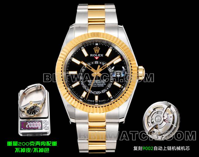 最佳复刻手表纵航者AR+厂劳力士黑盘机械间金钢表带正面实拍图