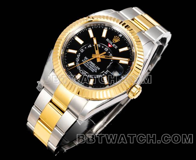 最佳复刻手表纵航者AR+厂劳力士黑盘机械间金钢表带正面实拍图