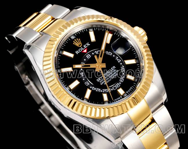 最佳复刻手表纵航者AR+厂劳力士黑盘机械间金钢表带正面实拍图