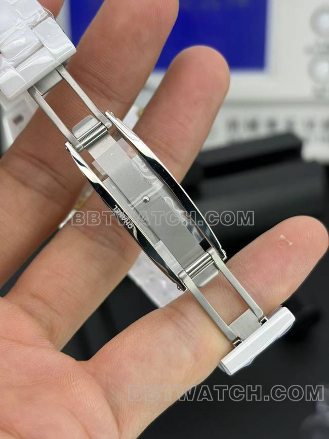 1:1复刻手表香奈儿BV厂白盘38mm机械表扣实拍图