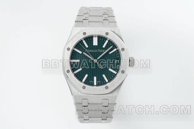 顶级复刻手表皇家橡树DDF厂爱彼绿盘4302机械15510正面实拍图