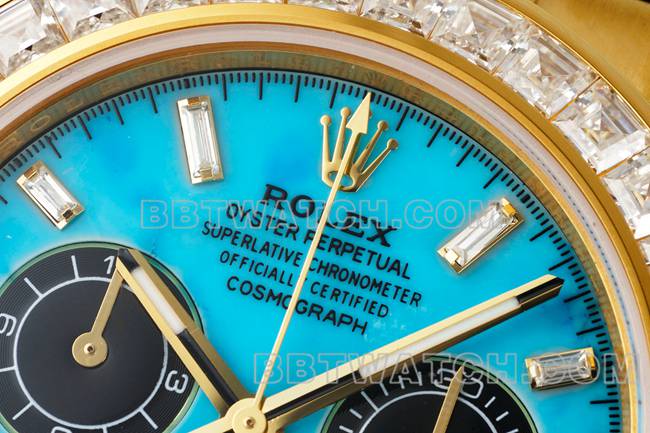 最优复刻手表PPM厂迪通拿劳力士绿松石盘莫桑钻圈126538TRO正面实拍图