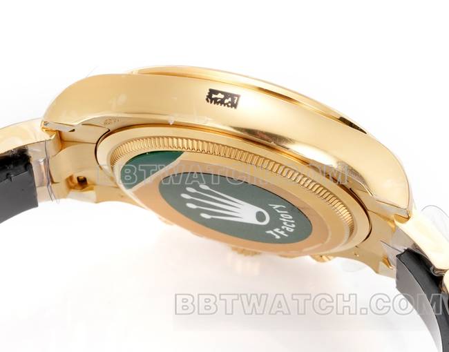 顶级复刻手表劳力士JF厂迪通拿金盘黄金壳4131机械钢带侧面实拍图