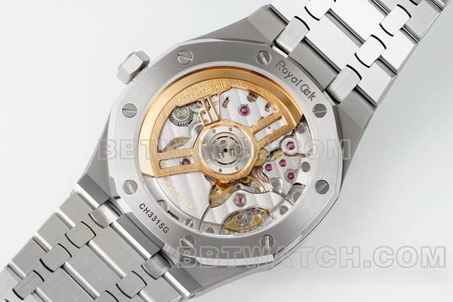 顶级复刻手表皇家橡树DDF厂爱彼绿盘4302机械15510背面实拍图